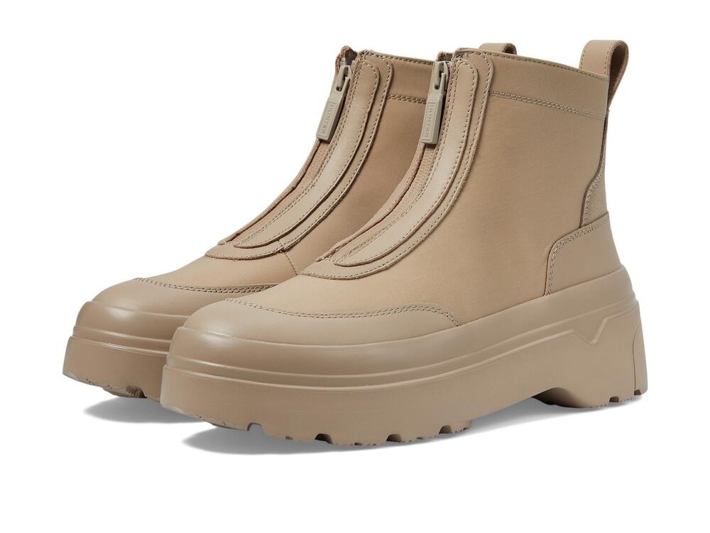 HUNTER WOMENS EXPLORER ANKLE ZIP FLATFORM BOOT ALLOY 5 M